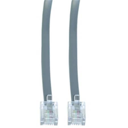 Telephone Cord Data RJ11 6P 4C Silver Satin Straight 50 Foot